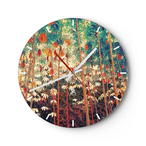 Wall clock - Clock on glass - Secret Life of Leaves - 30x30 cm