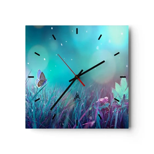 Wall clock - Clock on glass - Secret Life of a Meadow - 30x30 cm