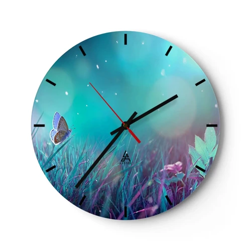 Wall clock - Clock on glass - Secret Life of a Meadow - 30x30 cm