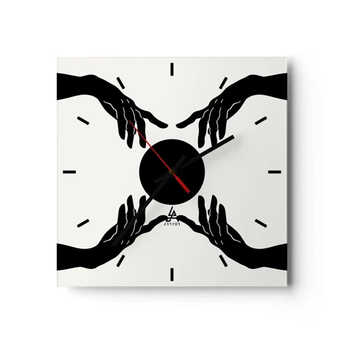 Wall clock - Clock on glass - Secret Sign - 30x30 cm
