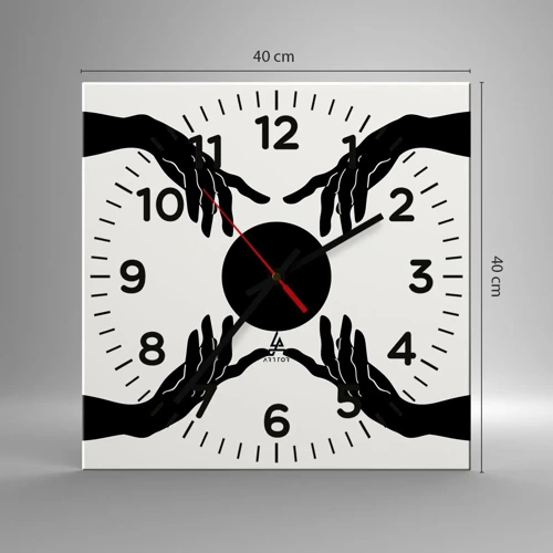 Wall clock - Clock on glass - Secret Sign - 40x40 cm