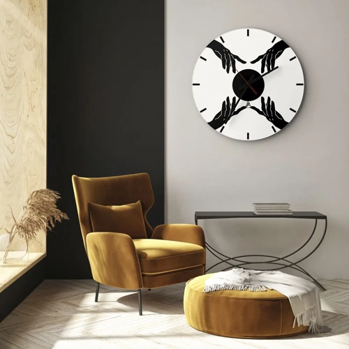 Wall clock - Clock on glass - Secret Sign - 40x40 cm