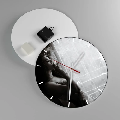 Wall clock - Clock on glass - Sensual Moment - 30x30 cm