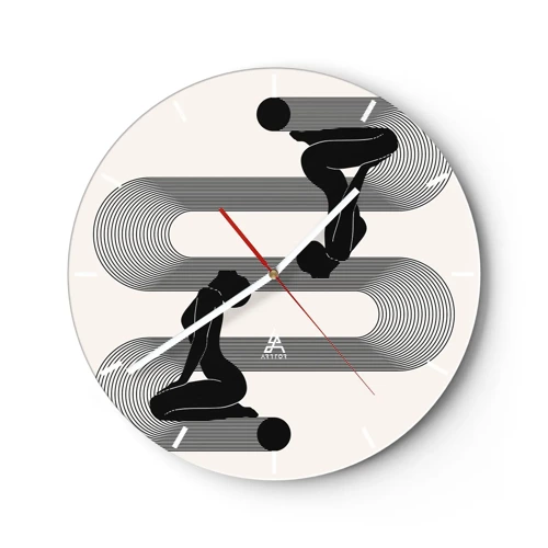 Wall clock - Clock on glass - Sensual Symmetry - 30x30 cm