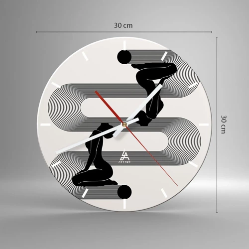 Wall clock - Clock on glass - Sensual Symmetry - 30x30 cm