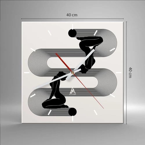 Wall clock - Clock on glass - Sensual Symmetry - 40x40 cm