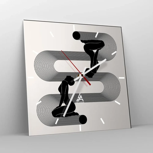 Wall clock - Clock on glass - Sensual Symmetry - 40x40 cm