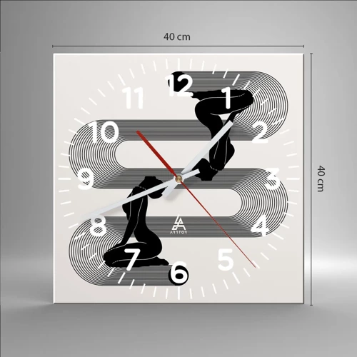 Wall clock - Clock on glass - Sensual Symmetry - 40x40 cm