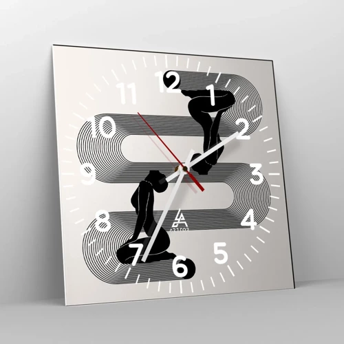 Wall clock - Clock on glass - Sensual Symmetry - 40x40 cm