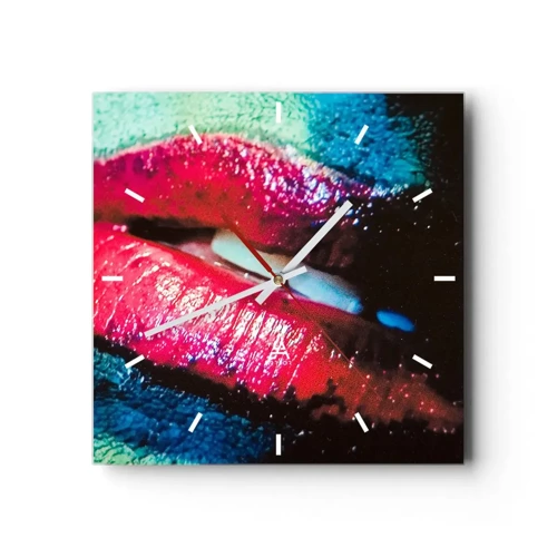 Wall clock - Clock on glass - Sensual and Unquiet - 30x30 cm