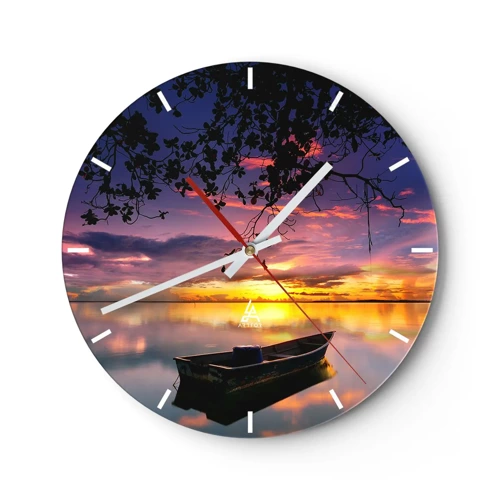 Wall clock - Clock on glass - Serenity of the Lake - 30x30 cm