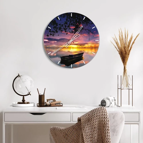 Wall clock - Clock on glass - Serenity of the Lake - 30x30 cm