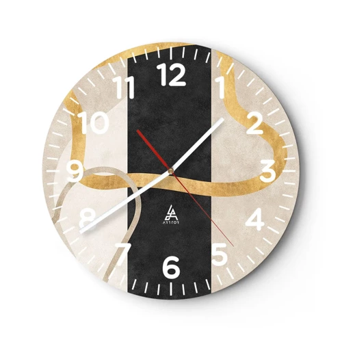 Wall clock - Clock on glass - Shapes in Loops - 40x40 cm