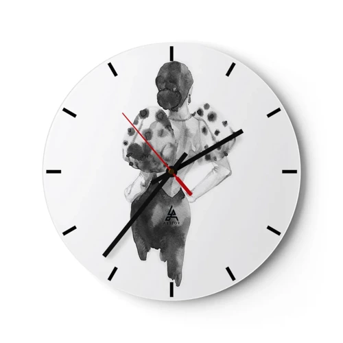 Wall clock - Clock on glass - She Passed by - 30x30 cm