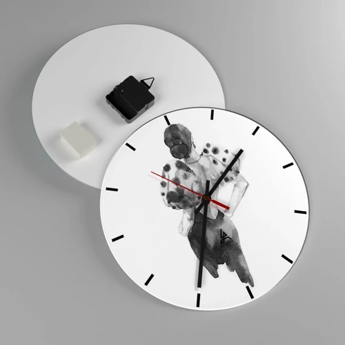 Wall clock - Clock on glass - She Passed by - 30x30 cm