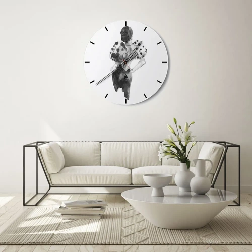 Wall clock - Clock on glass - She Passed by - 30x30 cm