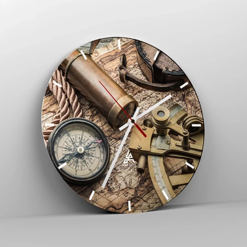 Wall clock - Clock on glass - Show the Way - 30x30 cm