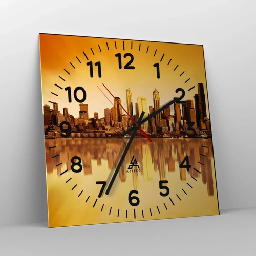 Wall clock - Clock on glass - Silence of a Metropoly - 40x40 cm