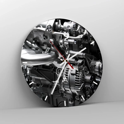 Wall clock - Clock on glass - Silver, Beautiful, Strong - 30x30 cm