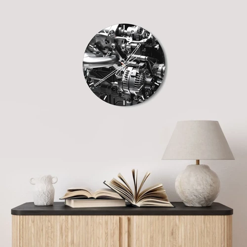 Wall clock - Clock on glass - Silver, Beautiful, Strong - 30x30 cm