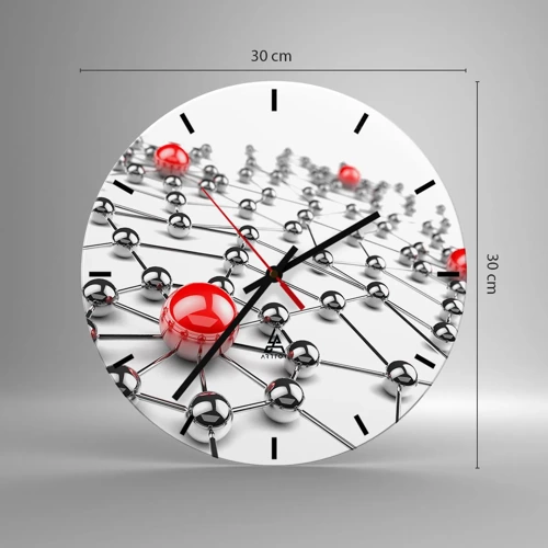 Wall clock - Clock on glass - Silver Net - 30x30 cm