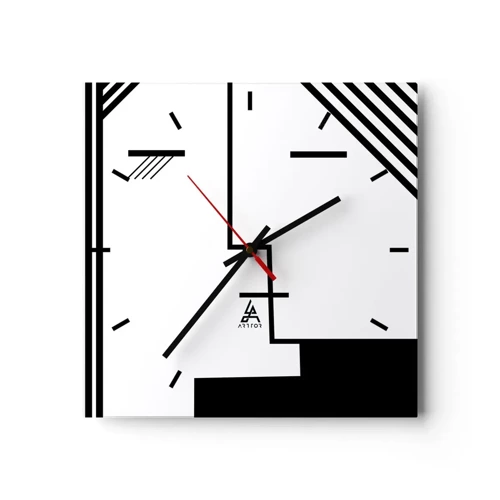 Wall clock - Clock on glass - Simply a Kiss - 30x30 cm