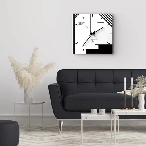 Wall clock - Clock on glass - Simply a Kiss - 30x30 cm