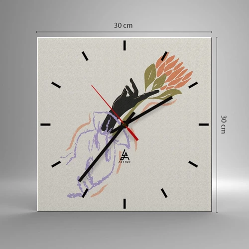 Wall clock - Clock on glass - Sister Touch - 30x30 cm