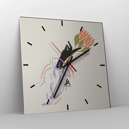 Wall clock - Clock on glass - Sister Touch - 30x30 cm