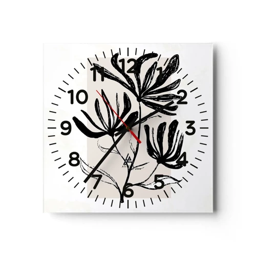 Wall clock - Clock on glass - Sketch for a Herbarium - 40x40 cm