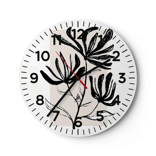 Wall clock - Clock on glass - Sketch for a Herbarium - 40x40 cm