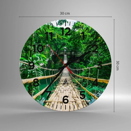 Wall clock - Clock on glass - Small Bridge over the Green - 30x30 cm