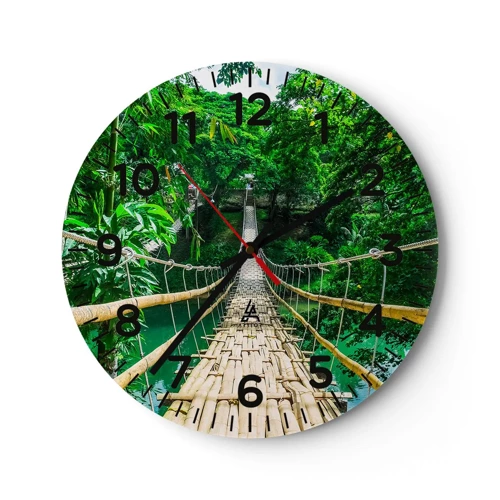 Wall clock - Clock on glass - Small Bridge over the Green - 40x40 cm