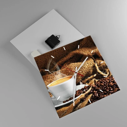 Wall clock - Clock on glass - Smell of a Mocha and Density of a Honey Drink - 30x30 cm