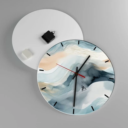 Wall clock - Clock on glass - Snowy and Foggy Abstract - 40x40 cm