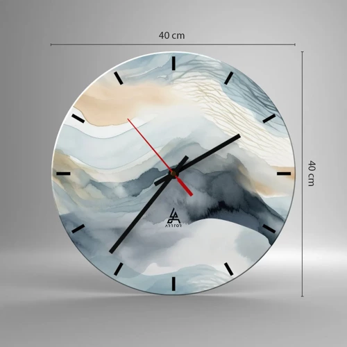 Wall clock - Clock on glass - Snowy and Foggy Abstract - 40x40 cm