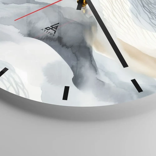 Wall clock - Clock on glass - Snowy and Foggy Abstract - 40x40 cm