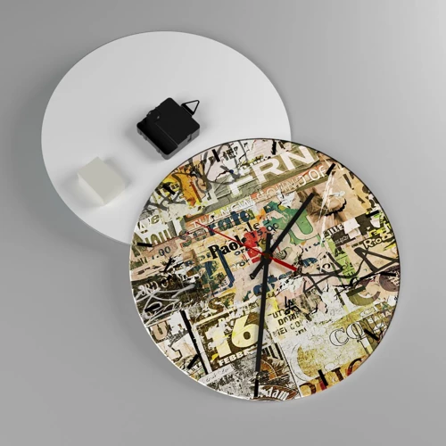 Wall clock - Clock on glass - So Much Is Going on - 30x30 cm