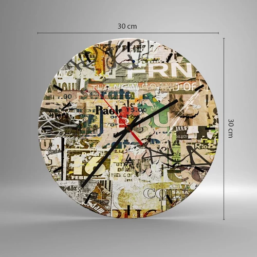 Wall clock - Clock on glass - So Much Is Going on - 30x30 cm