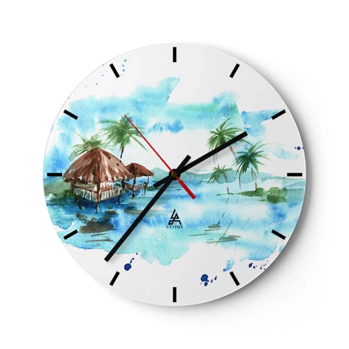 Wall clock - Clock on glass - Somewhere in the Pacific - 30x30 cm