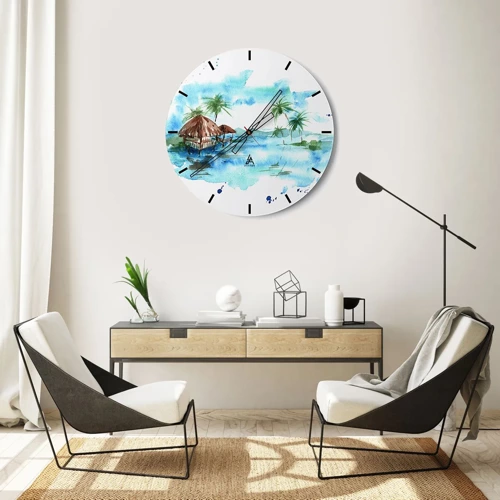 Wall clock - Clock on glass - Somewhere in the Pacific - 30x30 cm