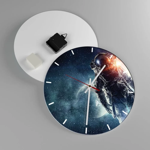 Wall clock - Clock on glass - Space Adventure - 30x30 cm