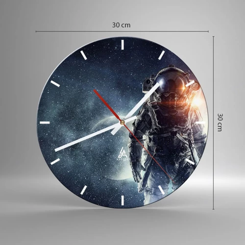 Wall clock - Clock on glass - Space Adventure - 30x30 cm