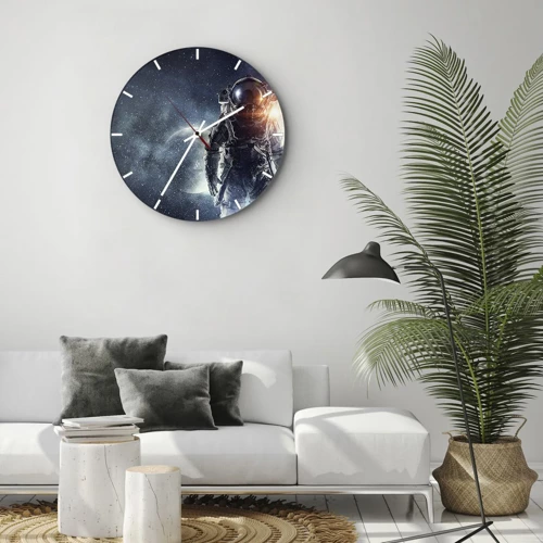 Wall clock - Clock on glass - Space Adventure - 30x30 cm