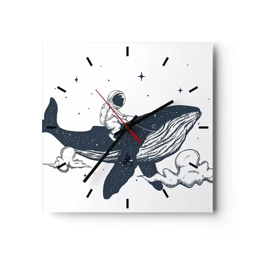 Wall clock - Clock on glass - Space Adventure - 30x30 cm