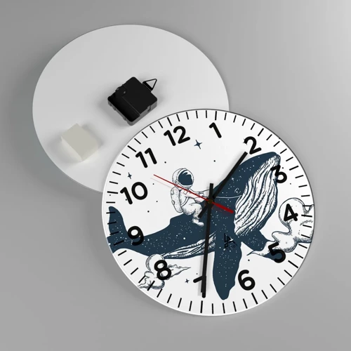 Wall clock - Clock on glass - Space Adventure - 30x30 cm