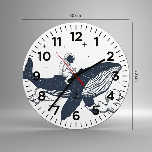 Wall clock - Clock on glass - Space Adventure - 30x30 cm