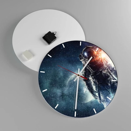 Wall clock - Clock on glass - Space Adventure - 40x40 cm