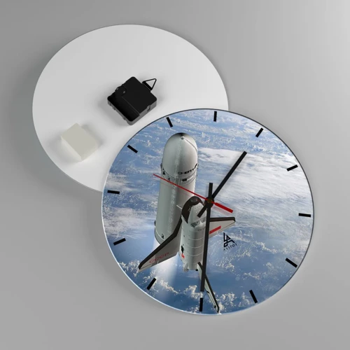 Wall clock - Clock on glass - Space Ascension - 30x30 cm