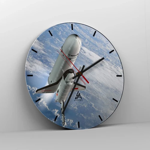 Wall clock - Clock on glass - Space Ascension - 30x30 cm